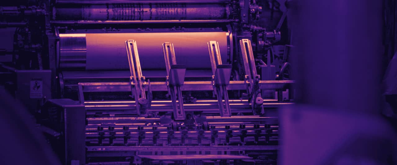 Rulli dell'inchiostro di una rotativa industriale