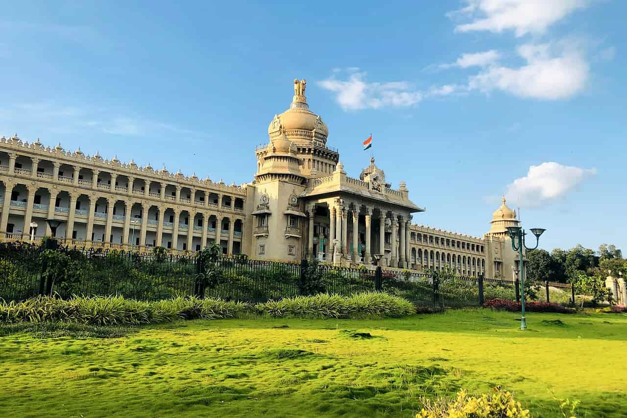 The Vidhana Soudha in Bengaluru, a large granite building with a central dome