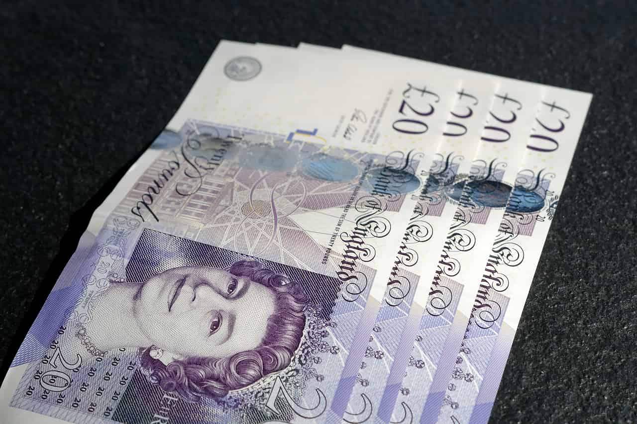 Close-up of a British twenty pound note