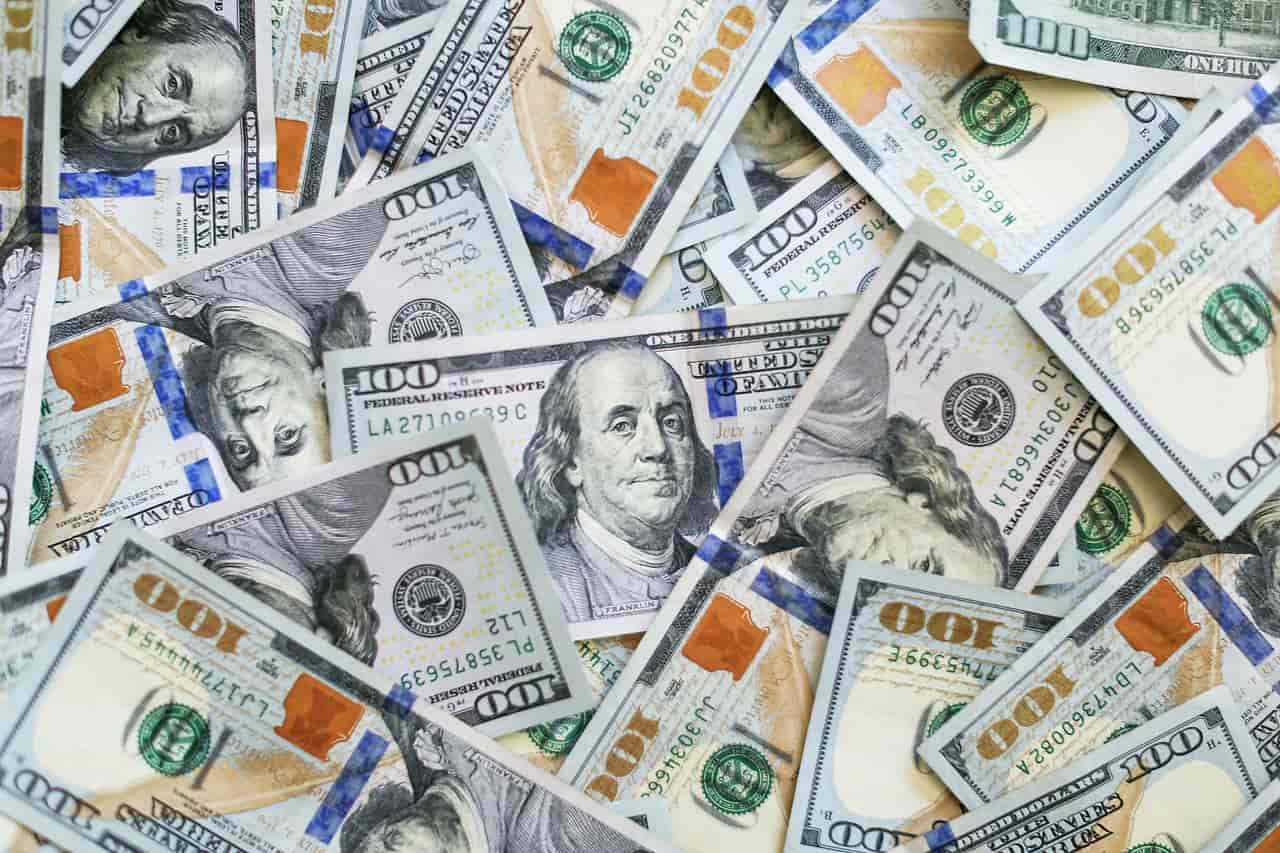 Close-up of a United States hundred dollar bill