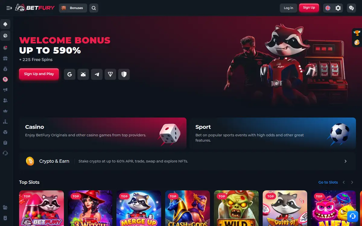 BetFury front page, laptop view, 2026-09-28