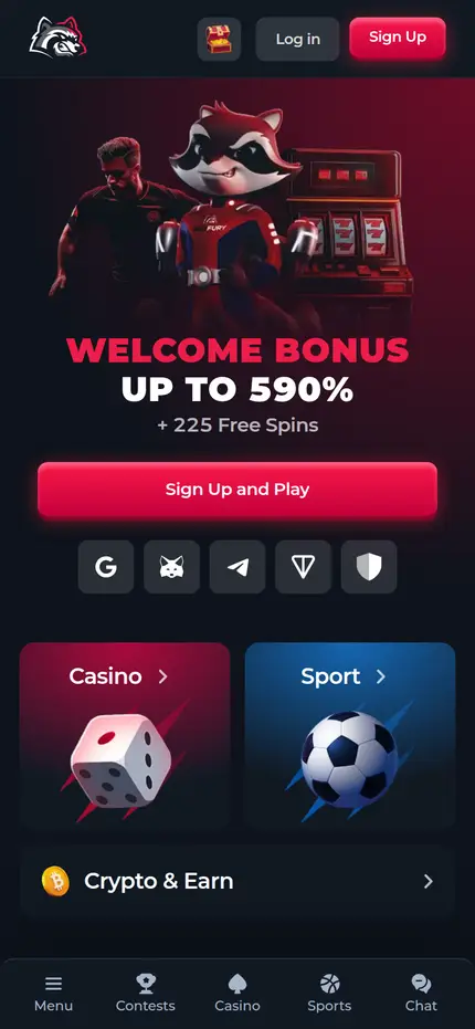 BetFury front page, phone view, 2026-09-28